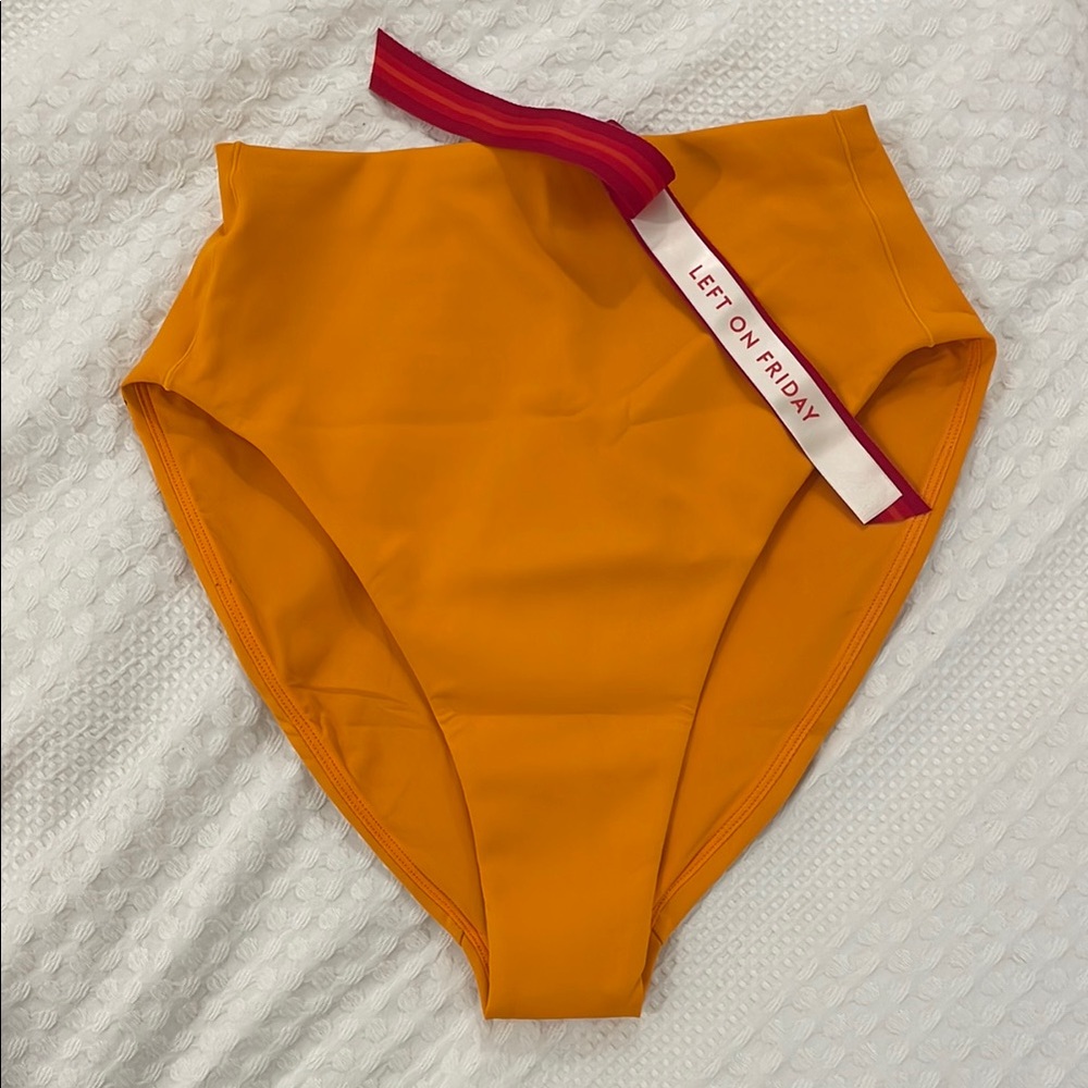 Left On Friday Orange High-Waist Swim Bottom